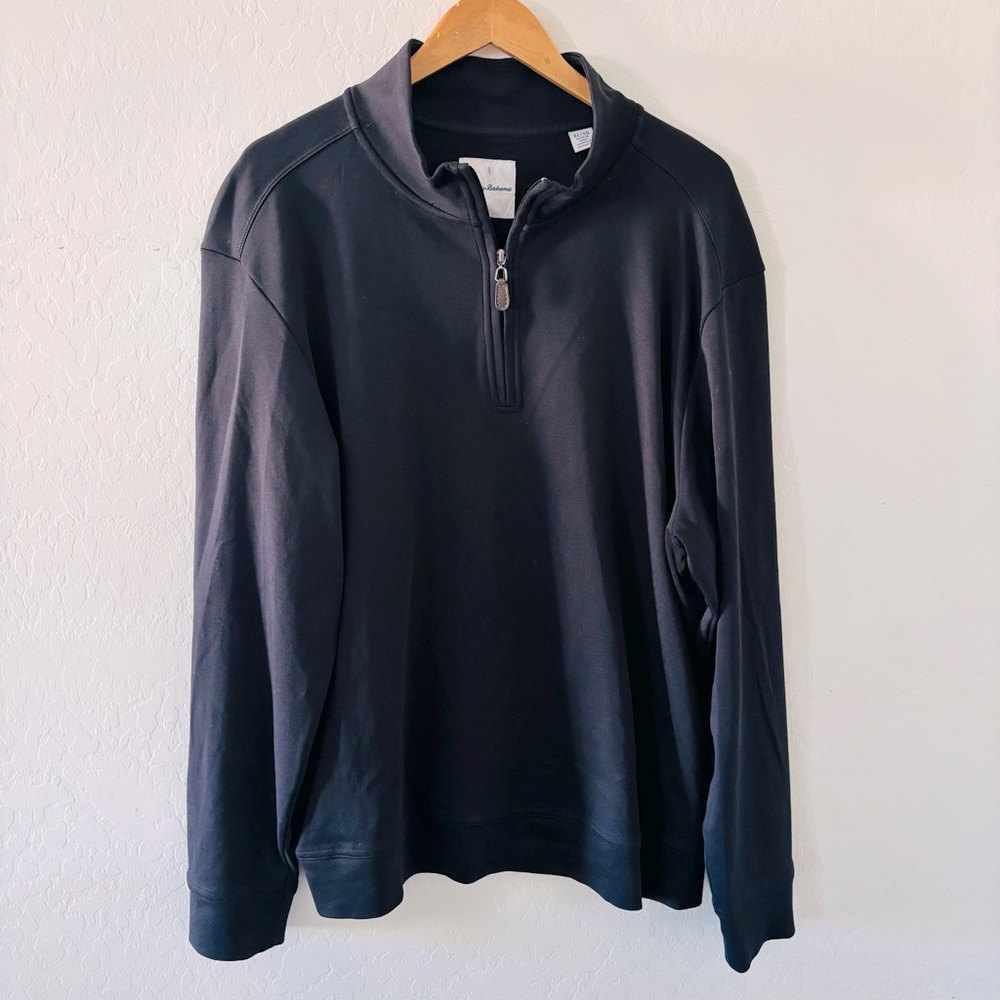 Tommy Bahama Men's Black Quarter-Zip‎ Pima Cotton Soft Light Pullover Sweater XL